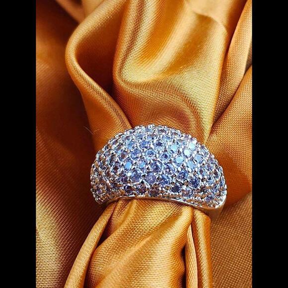 Sparkly Ring with Tiny Rhinestones -Size 7.5- 1/2 inch tall on the front - Picture 3 of 4